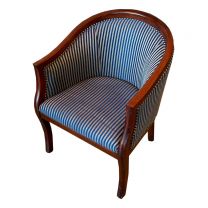 Blue and Grey Striped Tub Chair - Ex 5 Star Hotel