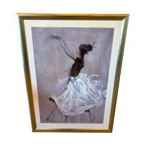 Large 130cm x 95cm Framed Picture Portraying a Dancer