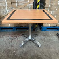 *Clearance* Large 80x80cm Lightwood Table with Black Square Outdoor Table