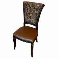 Floral Pattern Back Chair With Brown Seat Pad