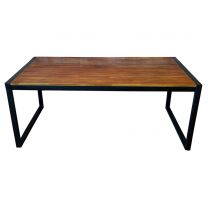 Large Metal Frame and Wooden Slats Table