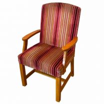 Red Striped Fabric Armchair