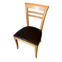 Faux Black Leather Wooden Back Side Chair