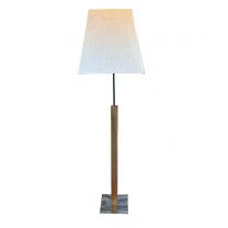 Chrome Base Wooden Stem Tall Standing Lamp