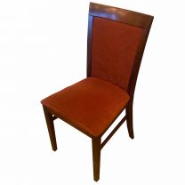 Orange Fabric Walnut Frame Dining Chair