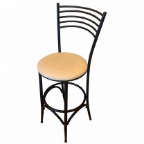 Black Metal Framed Bar Stool with Cream Seat Pad