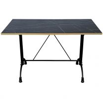 Black Marble Matt Gold Edge Complete Continental Rectangle Table