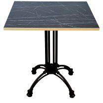 Black Marble Matt Gold Edge Complete Continental Square Table