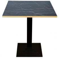 Black Marble Matt Gold Edge Complete Step Square Table