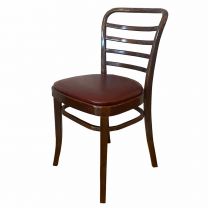Darkwood Ladder Back Chair with Burgundy Seat Pad