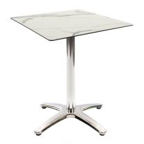White Marble Table with Aluminium Base - Outdoor