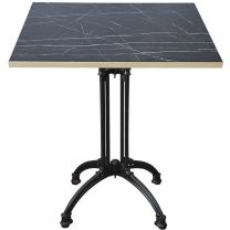 Black Marble Matt Gold Edge Complete Continental Square Table