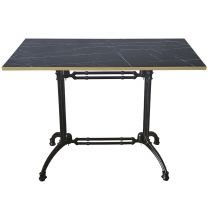 Black Marble Matt Gold Edge Complete Continental Rectangle Table