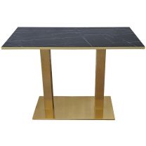 Black Marble Matt Gold Edge Complete Zeus Rectangle Table