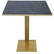 Black Marble Matt Gold Edge Complete Zeus Square Table