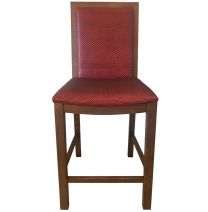Walnut Slat back low bar stool 