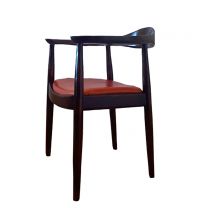 Vintage Real Leather Orange with Dark Oak Frame Chair