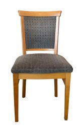 Oak Side Chair With Grey And Black Dotted Seat And Back
