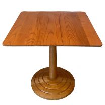 68cm x 68cm Solid Wood Oak Square Table With Round Base