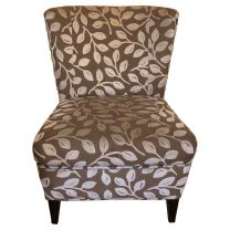 Brown And Cream Floral Side Chair