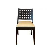 Black Square Back Side Chair With Cream Seat Pad