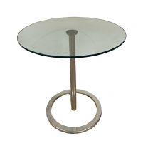 Modern Style Glass Table With Chrome Base 50cm